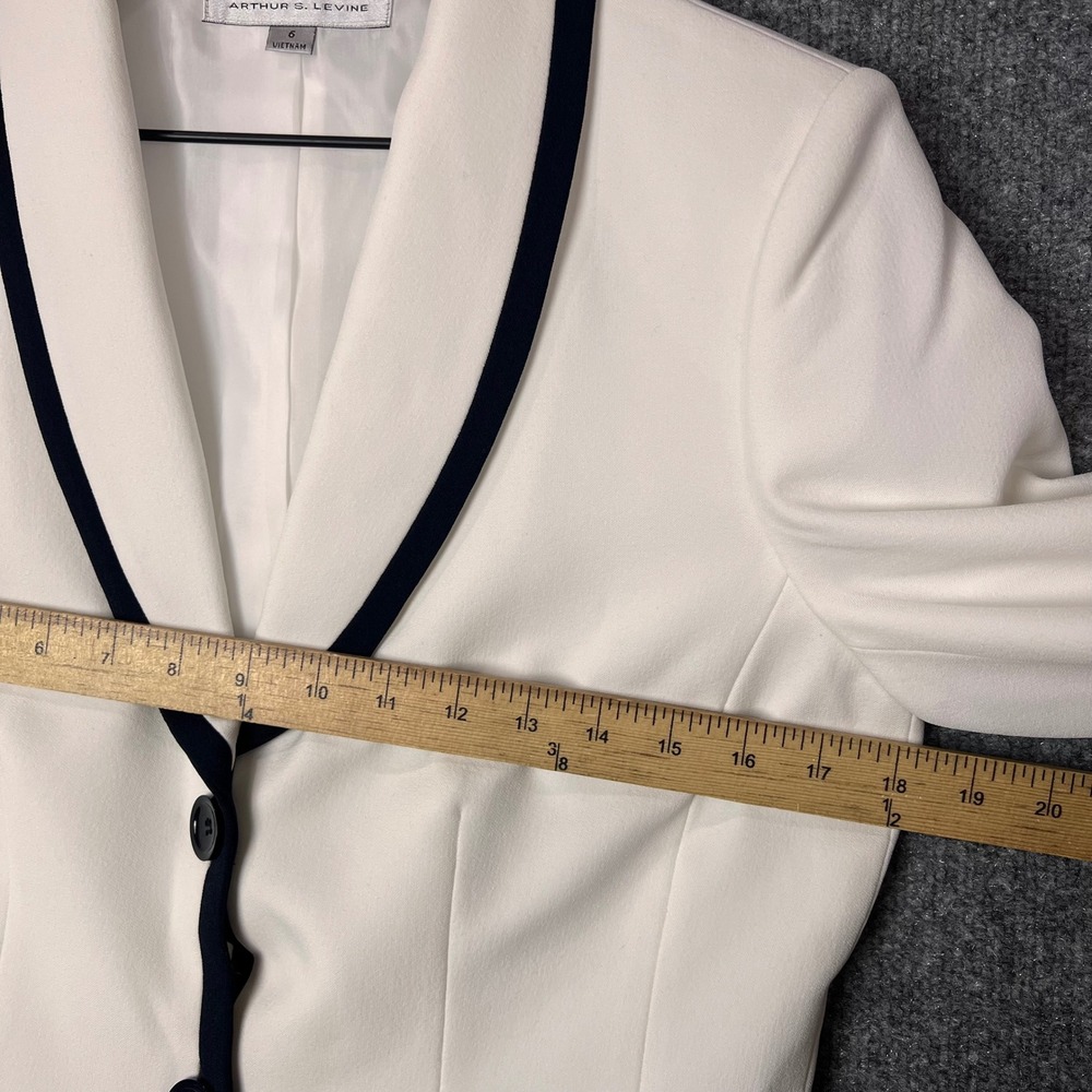 NEW Tahari Blazer Womens 6 White Contrast Trim Shawl Collar Career Jacket - Picture 6 of 12
